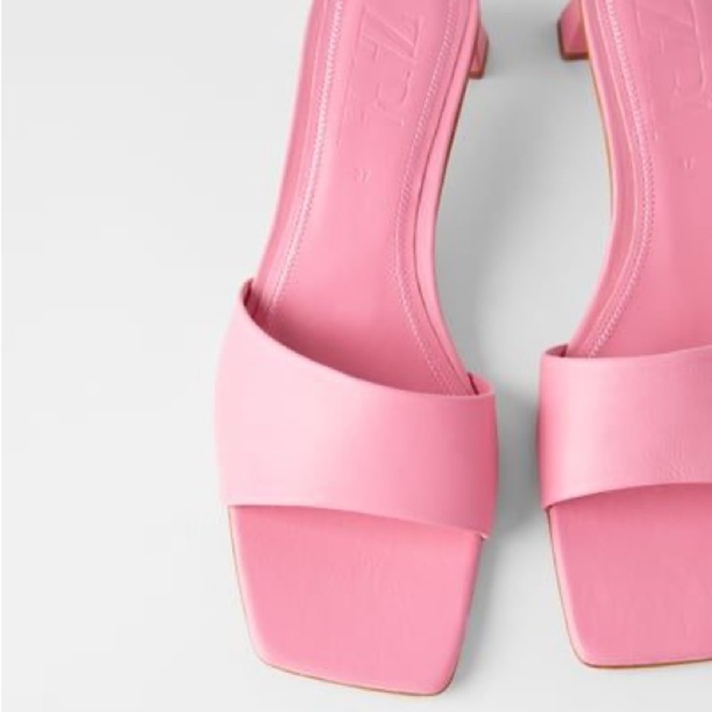 ZARA mid heel leather mules - Picture 3 of 12